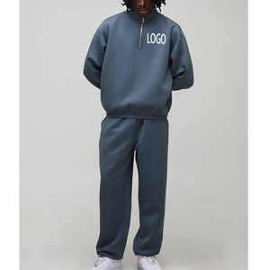 Conjunto Deportivo de Fútbol para Hombre con Logotipo Personalizado, Chaqueta con Media Cremallera, Bordado 3D Personalizado, Forro Polar de Poliéster Grueso para Invierno, 2 Piezas - Product Image 1