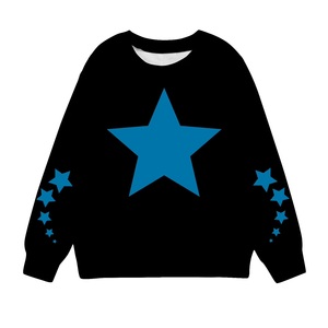 Sudadera de cuello redondo informal de manga larga de punto polar para niños con estampado de estrellas, diseño de manga regular, ropa de otoño e invierno - Product Image 1