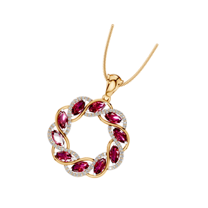 Collier pendentif élégant couronne de pierres précieuses rubis 14k/18k or blanc taille marquise diamant cercle juillet pierre de naissance pendentifs fins - Product Image 2