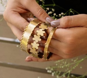Royal Hammered Brass Cuff Chunky <b>Stack</b> Bangle Wedding Party Festive Sapphire Vintage Adjustable Chic Statement Jewelry <b>Bracelet</b> - Product Image 6