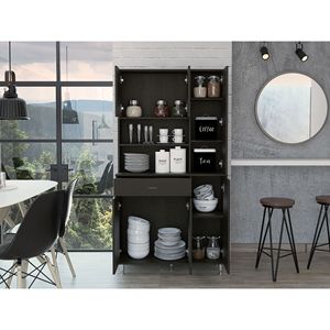 Della 90 cucina nera dispensa con un cassetto e armadi multipli con due ripiani aperti - Product Image 5