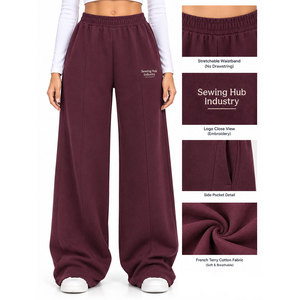 Premium <b>Women's</b> French Terry <b>Baggy</b> Sweatpants For <b>Women</b> Wide Leg Joggers Casual Lounge Pants For <b>Women</b> With Customized Logo - Product Image 6
