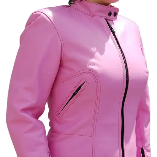 महिलाओं गुलाबी चमड़े फैशन जैकेट सर्दियों कस्टम स्की शिकार गरम कोट और गर्म कपड़े गरम जैकेट काले सीए