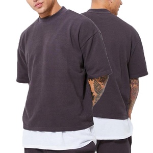 T-shirt Homme Personnalisé 2026 en Coton Uni, Grammage Lourd 300g, Style Décontracté de Haute Qualité, Coupe Oversize à Épaules Tombantes - Product Image 4