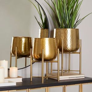Pot de fleurs fonctionnel en métal pour l'intérieur et l'extérieur, pour la maison, le jardin, le balcon, la terrasse, décoratif, élégant, durable, pour exposition de plantes et de fleurs - Product Image 3