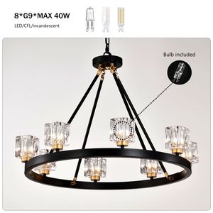 Lampadario a Ruota di Carro in Oro Nero Opaco, Moderno Stile Rustico, Piccola Lampada a Sospensione in Cristallo per Soggiorno, Isola Cucina, Ingresso - Product Image 6