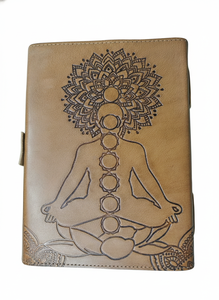 สมุดบันทึกหนังแท้ AAN Overseas Ventures Meditation Chakra พร้อมตัวล็อคโลหะ ทำมือ ของที่ระลึก สมุดจดบันทึก สมุดบันทึกจิตวิญญาณ ของขวัญ - Product Image 4