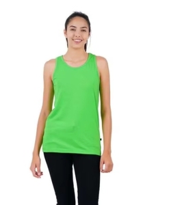 Camiseta sin mangas verde para mujer, cuello redondo, informal, transpirable, de punto, poliéster, para hacer ejercicio - Product Image 6