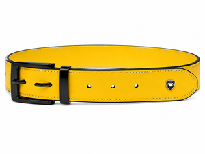 Ceinture vintage en cuir de vache jaune avec boucle carrée argentée, design solide, durable, légère, moulage monobloc, 40 pouces, 1,30 - Product Image 2