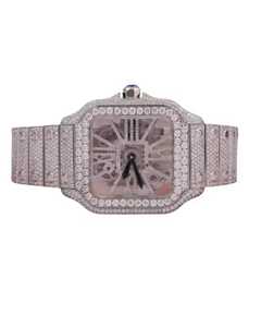 Montre Chronographe Carrée de Luxe Indienne SHREYA DIAM en Acier Inoxydable avec Diamants, Étanche 10m, Verre Hardlex - Product Image 2