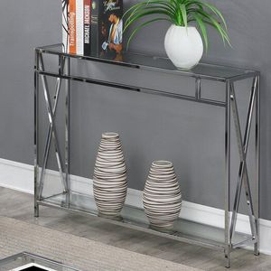 Luxurious Metal Console <b>Table</b> With Glass Top Decorative Furniture For Premium Home <b>Display</b> Areas - Product Image 1