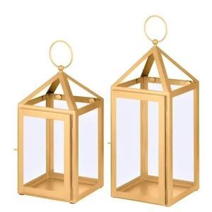 Modern Metal Candle Holder <b>Set</b> Gold Glass Hurricane <b>Lantern</b> Decorative Table Centerpiece Home Wedding Decor <b>Set</b> - Product Image 5