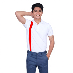 Polo à manches courtes pour homme, blanc, couleur unie, décontracté, respirant, tissu popeline, coupe classique - Product Image 5