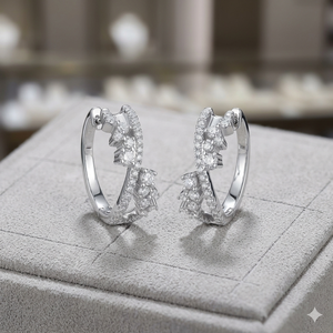 Classic 925 <b>Silver</b> Rhodium Plated Custom Cute Natural Diamond <b>Hoop</b> Stud <b>Earrings</b> Set Women's Fashion Jewelry Wedding Party Gifts - Product Image 1