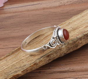 Anillo de Ónice Rojo Natural con Plata de Ley 925, Joyería Clásica para Mujer, Anillo de Compromiso, Genuino, Resistente al Deslustre - Product Image 2