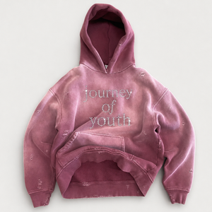 Sweat à capuche Ibex Youth Dream unisexe, surdimensionné, en coton, style streetwear, avec appliques et patchwork, noir avec des détails étoiles et strass - Product Image 4