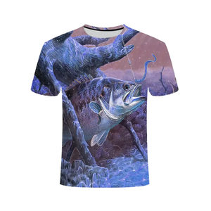 T-shirts de sport pour hommes 100 % polyester à sublimation, séchage rapide, imprimé pêche, manches courtes, avec tissu de 180 grammes - Product Image 2