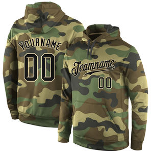 Sudadera con Capucha para Hombre, Diseño Camuflaje, Personalizada, de Felpa, Bordada, Hombros Caídos, Sin Cordones, Lisa, Gruesa - Product Image 1