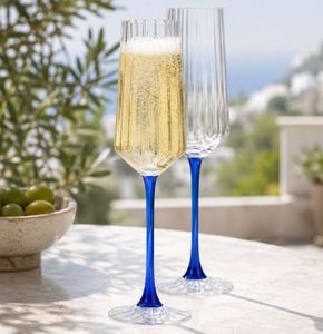 Verre à vin en cristal à longue tige de qualité supérieure, bleu, pour célébrations, fabriqué en Inde, prix de gros - Product Image 1