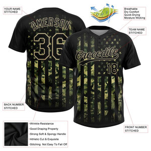 Custom Camo American <b>Flag</b> Baseball Jersey Unisex Breathable Short Sleeve Button Up Softball Uniform - Product Image 3