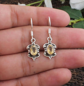 Pendientes de Citrino Natural, Facetados, Elegantes, de Citrino Color Miel, Joyería para Mujer, Regalo de Aniversario para Ella - Product Image 1