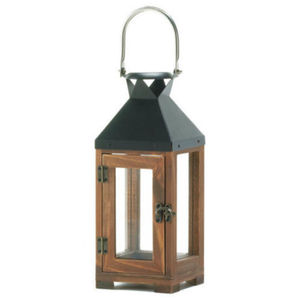 Finest Quality Solid Wood And Metal Hurricane Lantern Decorative <b>Candle</b> Holder With Glass And <b>Black</b> Handle For Indoor Outdoor - Product Image 6