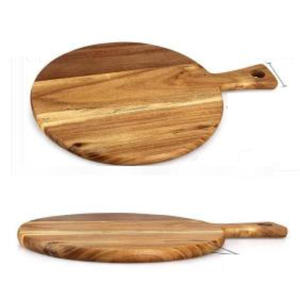 Planche à découper ronde en bois d'acacia artisanale de qualité supérieure avec poignée ergonomique, planche à découper en bois monobloc durable en promotion - Product Image 3