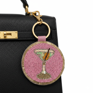 Llavero Redondo Resistente con Cuentas Rosas y Diseño de Copa de Martini para Bolsos y Llaves - Regalo para el Día Nacional y el Día de la Madre por MULTI CRAFT - Product Image 6