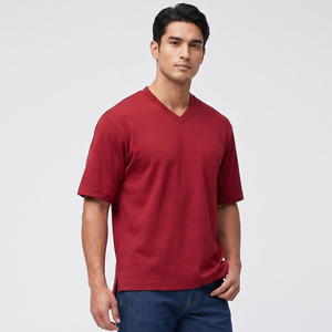 V-Neck Short Sleeve 100% Cotton T-Shirt Men Regular Fit Casual Wear Tee Men's Summer Street Style <b>TShirts</b> Mens - Product Image 1
