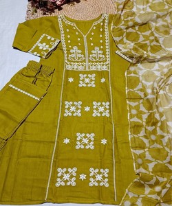 Traje Salwar Étnico Bordado de Moda para Mujer, Kurti de Diseñador, Ropa al por Mayor para Damas, Estilo Boutique, Modelo 85101 Pista - Product Image 3