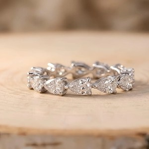 <b>Fine</b> <b>Ring</b> Full Eternity Bridal Jewelry IGI Certified DEF Color VS VVS Clarity Pear Cut Lab Grown Diamond 10K 14K 18K Solid Gold - Product Image 3
