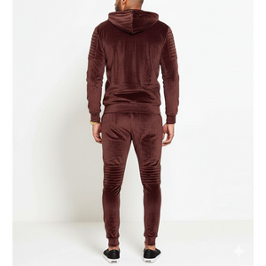 Ensemble de survêtement en velours pour homme, 2 pièces, coupe classique, personnalisé avec logo OEM, de luxe, de haute qualité, imprimé, vêtements de sport - Product Image 2
