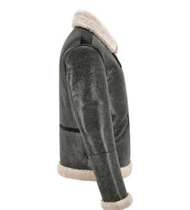 Wholesale Triveers <b>Men's</b> Genuine Leather <b>Shearling</b> <b>Jacket</b> <b>Men's</b> Winter Zipper Closure Thick Windproof Biker Leather <b>Jacket</b> 2036 - Product Image 2