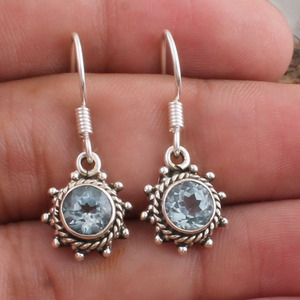 Pendientes de Topacio Azul Natural, Plata de Ley 925, Piedras Preciosas de Grado AAA, Joyería Fina para Mujer, Regalo de Aniversario, Venta al por Mayor - Product Image 1