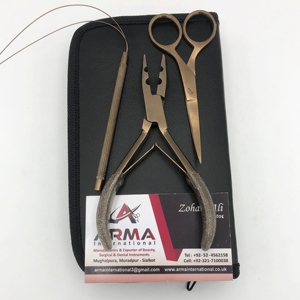 Kit profesional de extensiones de cabello color oro rosa, tijeras de 2 orificios y pinzas de bucle, kit de extensiones de cabello personalizado de grado quirúrgico - Product Image 5