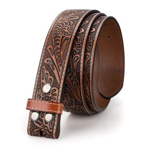 Ceintures en cuir de vachette vintage marron de créateur avec boucle carrée, écologiques et respirantes pour hommes - Product Image 4
