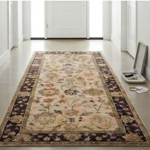 Floral Pattern Rectangle Area <b>Rug</b> Oriental Style Wool Polyester Medium Pile Hand Knotted Non-Slip Rubber Backing Living Room Use - Product Image 4