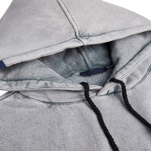 Sudadera con Capucha Gris para Hombre, Color Sólido, Corte Casual, Tejido de Algodón, Manga Regular, Diseño con Bolsillo, Ropa de Otoño - Product Image 5