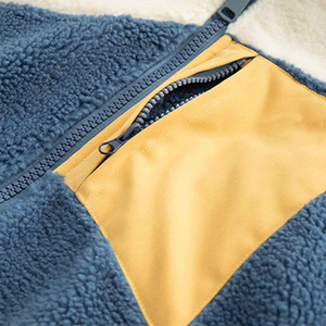 Chaqueta de forro polar con bloques de color para hombre, cuello alto, con cremallera, estilo sherpa, abrigo de invierno, corte holgado - Product Image 5