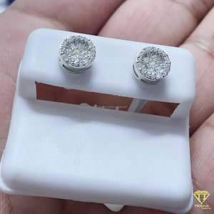 Joyería de Plata de Ley 925 de alta calidad, pendientes de tuerca cultivados en laboratorio de lujo, acabado plateado brillante duradero, hecho a mano fino - Product Image 3