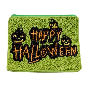Handmade Beaded Rectangular Purse With Colorful Dollar Sign Design Textile Craft - Product Image 2