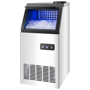 Macchina per il ghiaccio commerciale da 80 libbre/24 ore con capacità di stoccaggio di 28 libbre e 36 cubetti di ghiaccio in 15 minuti - Display digitale a LED - Product Image 1