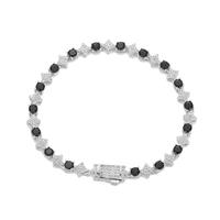 Pulsera de Plata 925 de Lujo con Diamantes, Diseño de Estrella, Corte Brillante Redondo, Engaste de Garras, Joyería Unisex para Uso Diario con Cadena de Eslabones