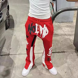 Pantalon Harem Rouge pour Homme TITAN TREAD WEAR avec Imprimé Blanc et Noir, Taille Élastique, Cordon de Serrage, Polaire, 100% Coton, Style Hip Hop, Vêtement d'Hiver - Product Image 3