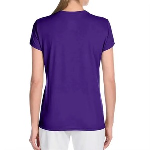T-shirt femme respirant, 100% coton, uni, col rond, noir, manches courtes, t-shirt décontracté pour femme - Product Image 5