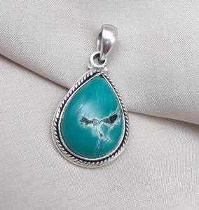 Pendentif turquoise bleu, argent sterling 925, pierre précieuse naturelle, fabrication artisanale, fabricant en gros de bijoux - Product Image 2