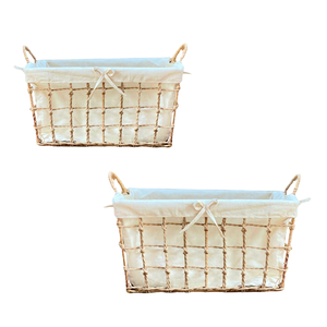 High-Quality Natural Water Hyacinth Seagrass Rattan Bamboo STORAGE BASKET with Frame Cotton Liner Custom Storage <b>Bin</b> - Product Image 1