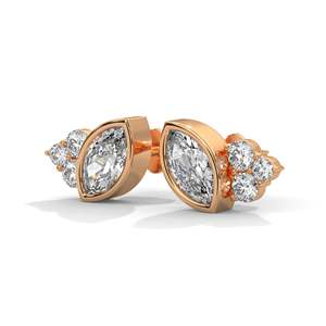 Pendientes de Diamantes con Corte Marquesa Chapados en Oro Rosa para Mujer, con Diamantes Laterales, Joyería de Lujo para Bodas - Product Image 1