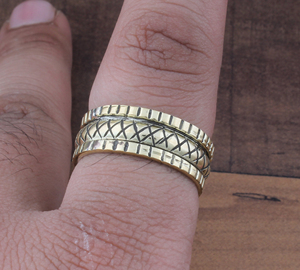 Bague en argent sterling 925 avec turquoise texturée, unique, triple métal, classique, pour mariage, bijoux de déclaration pour femmes, vente en gros - Product Image 3