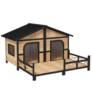 Cuccia per Cani XL in Legno di Abete Naturale, Stile Retrò per Interni/Esterni, con Ampio Spazio per Razze Grandi, Design Villa - Product Image 1